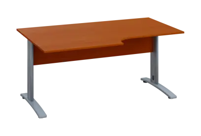 ERK 28 - 168 stůl kancelářský, rohový, levý, kovová podnož stříbrná, deska 25 mm, široký 1600 mm, třešeň šumavská